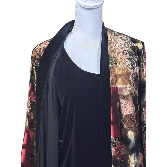 R&M Richards black cutout velvet Jacket and top, gothic, vintage, romantic - Picture 4 of 6